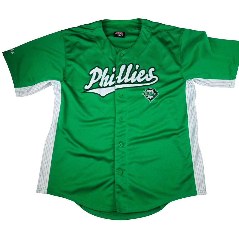 Stitches Philadelphia Phillies St Patricks Day Green Baseball Jersey Mens XL